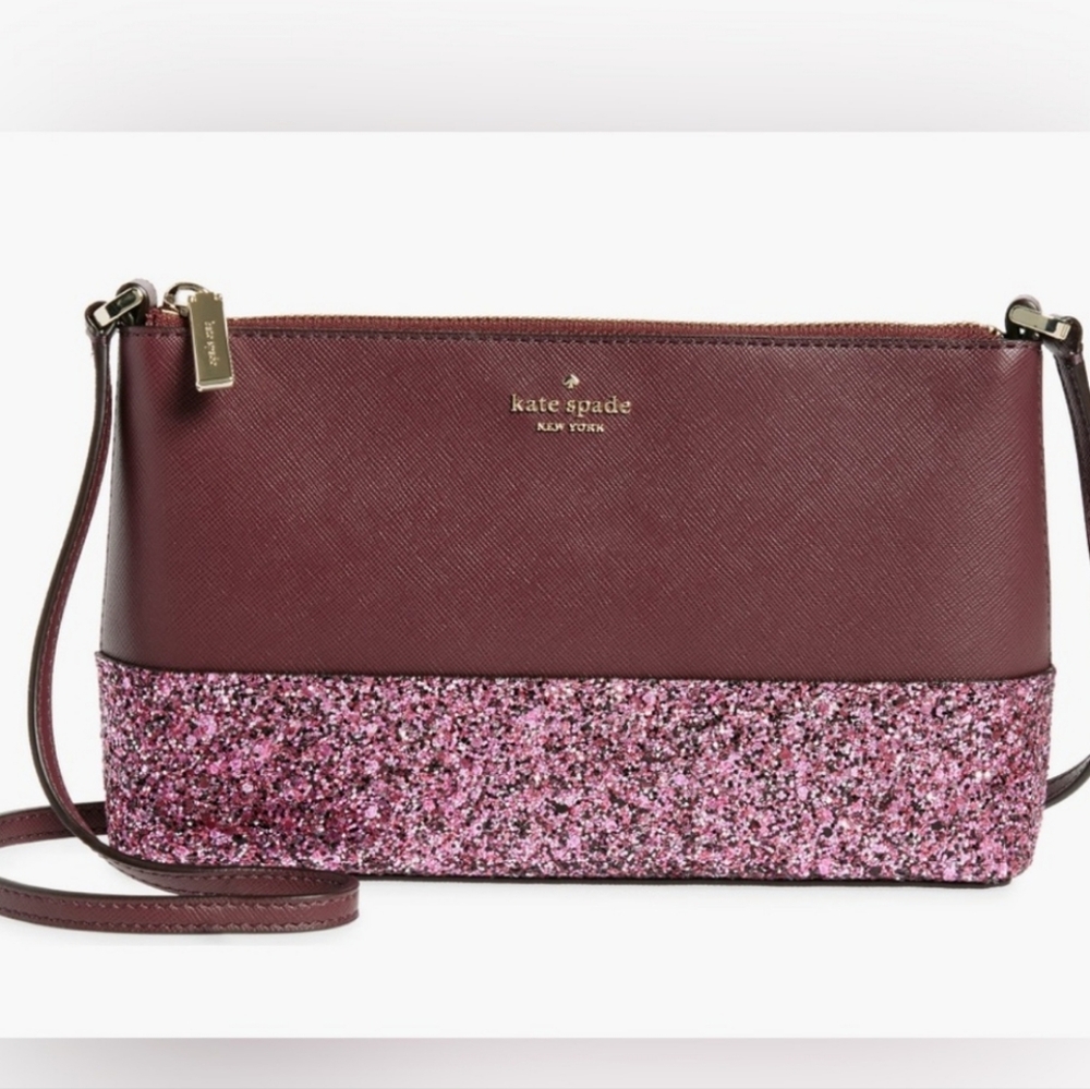 NWT Kate Spade Crossbody Bag || Dark Purple Glitter